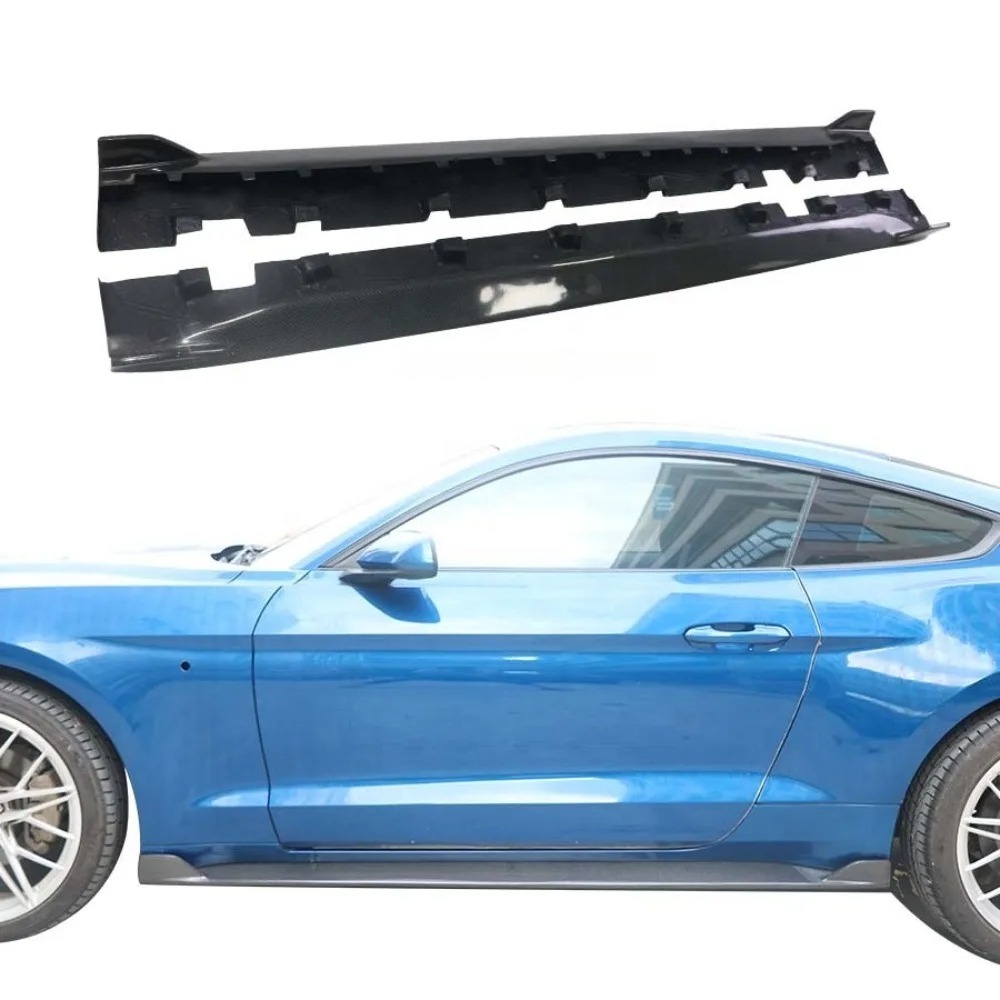 For  Mustang Carbon Fiber Body Kit with New Bumper Side Skirts and Rocker Replace Customized Side Skirts for Mustang